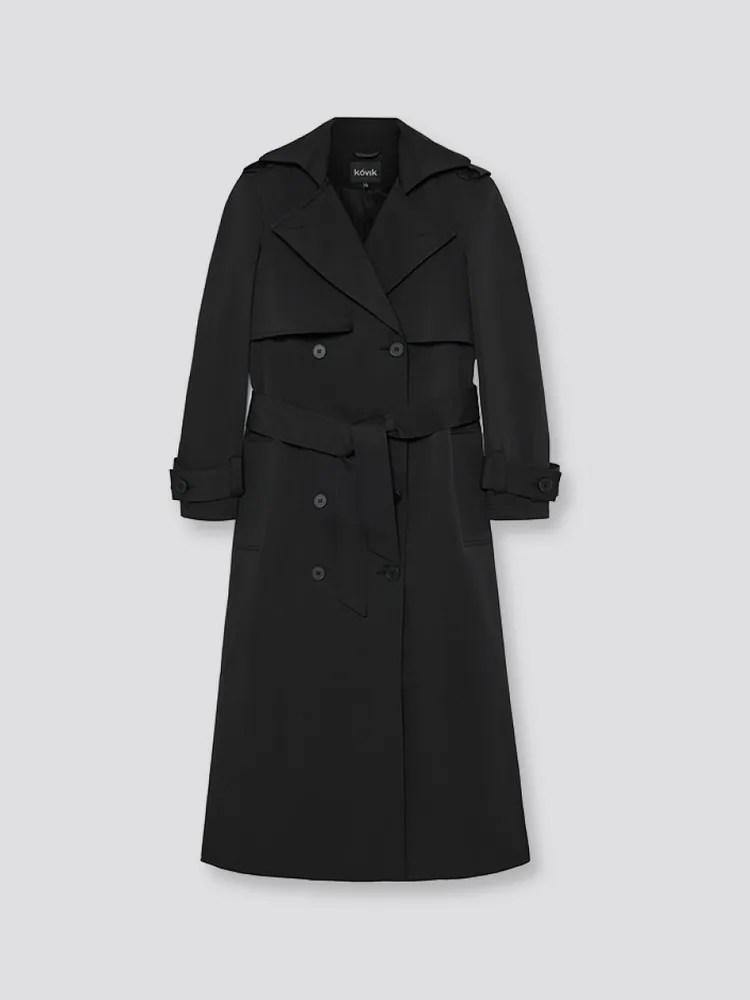 Черный тренч их хлопка с поясом