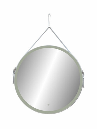 Зеркало "Millenium White Led" D 650 на ремне из натуральной кожи белого цвета