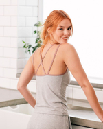 Топ из вискозы с кружевом (Размер: S) (Цвет: серый меланж)