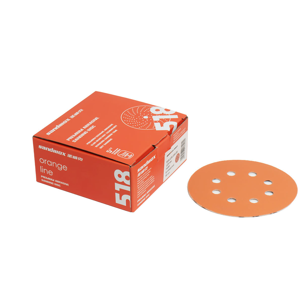 SANDWOX ORANGE CERAMIC диск на бумажной основе, керамика Ø125мм, Р100, липучка 8 отв.