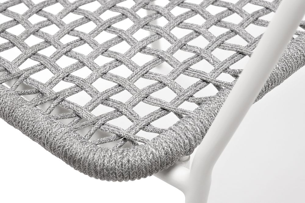 "Тунис" стул плетеный из роупа, каркас алюминий белый, роуп светло-серый