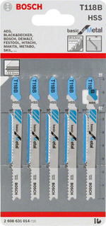 Пилки для лобзика по металлу BOSCH T 118 В, HSS 2608631014