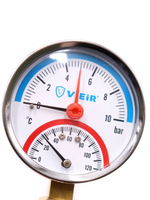 Термоманометр 1/2", вертикальный 80 мм/10 бар ViEiR