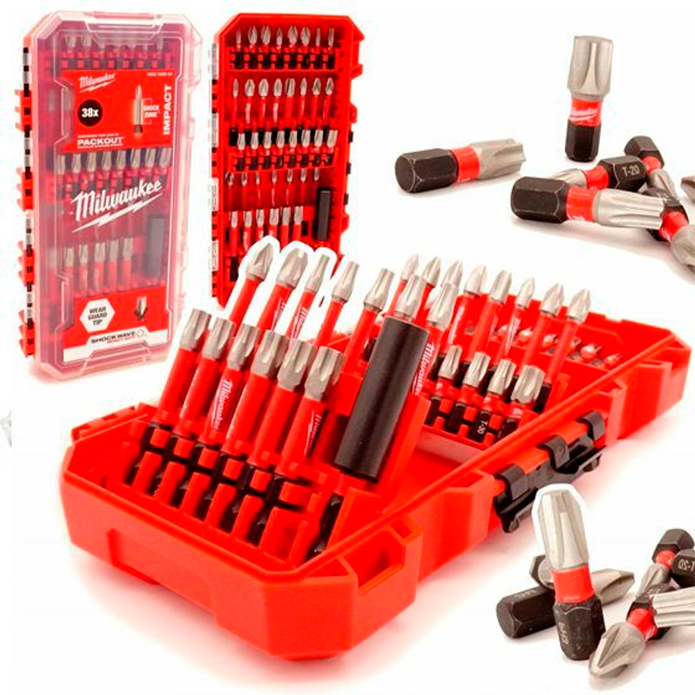 Набор бит Milwaukee Shockwave Impact Duty, 38 шт., хвостовик 1/4", магнитный держатель, кейс