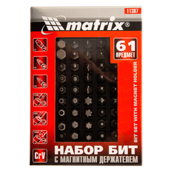 Набор бит с магнитным держателем, CrV, 61 шт. Matrix