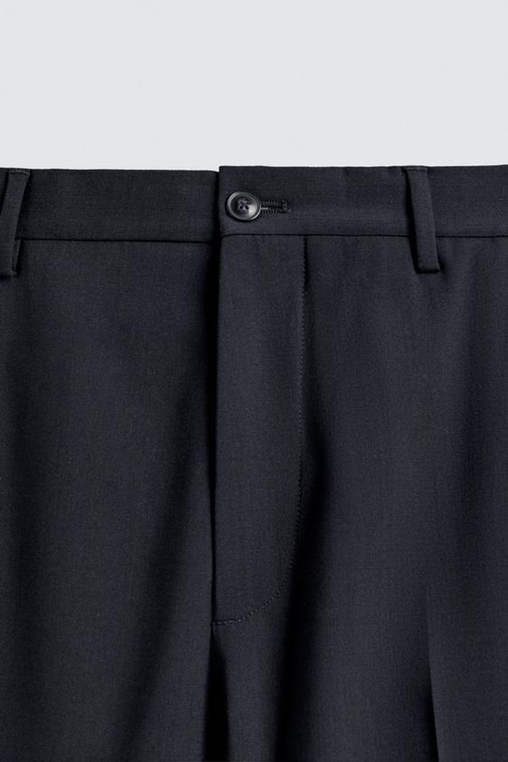 ZARA КОСТЮМНЫЕ БРЮКИ С ШЕРСТЬЮ, МОРСКОЙ СИНИЙ