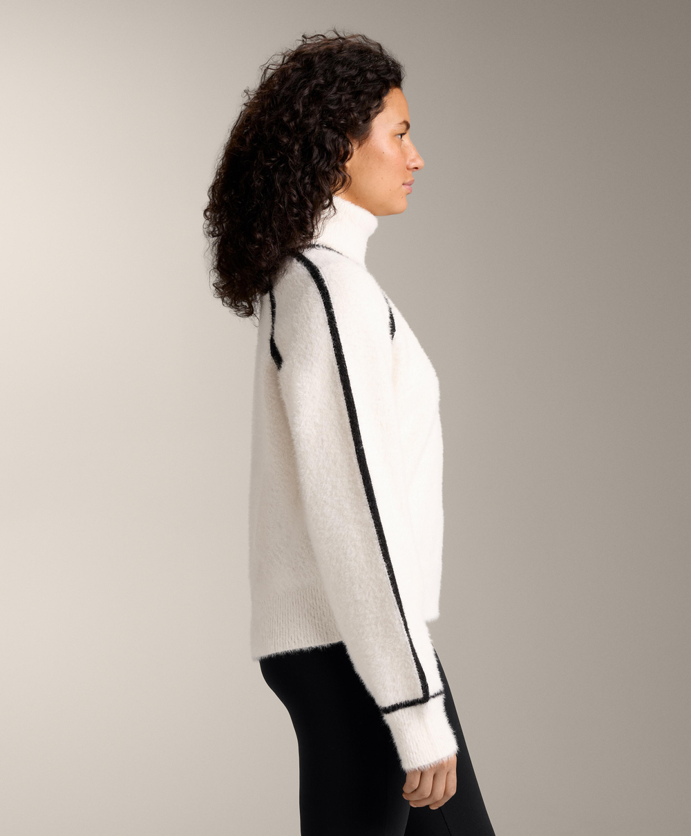 Oysho Вязаный свитер с кантом и высоким воротником, экрю