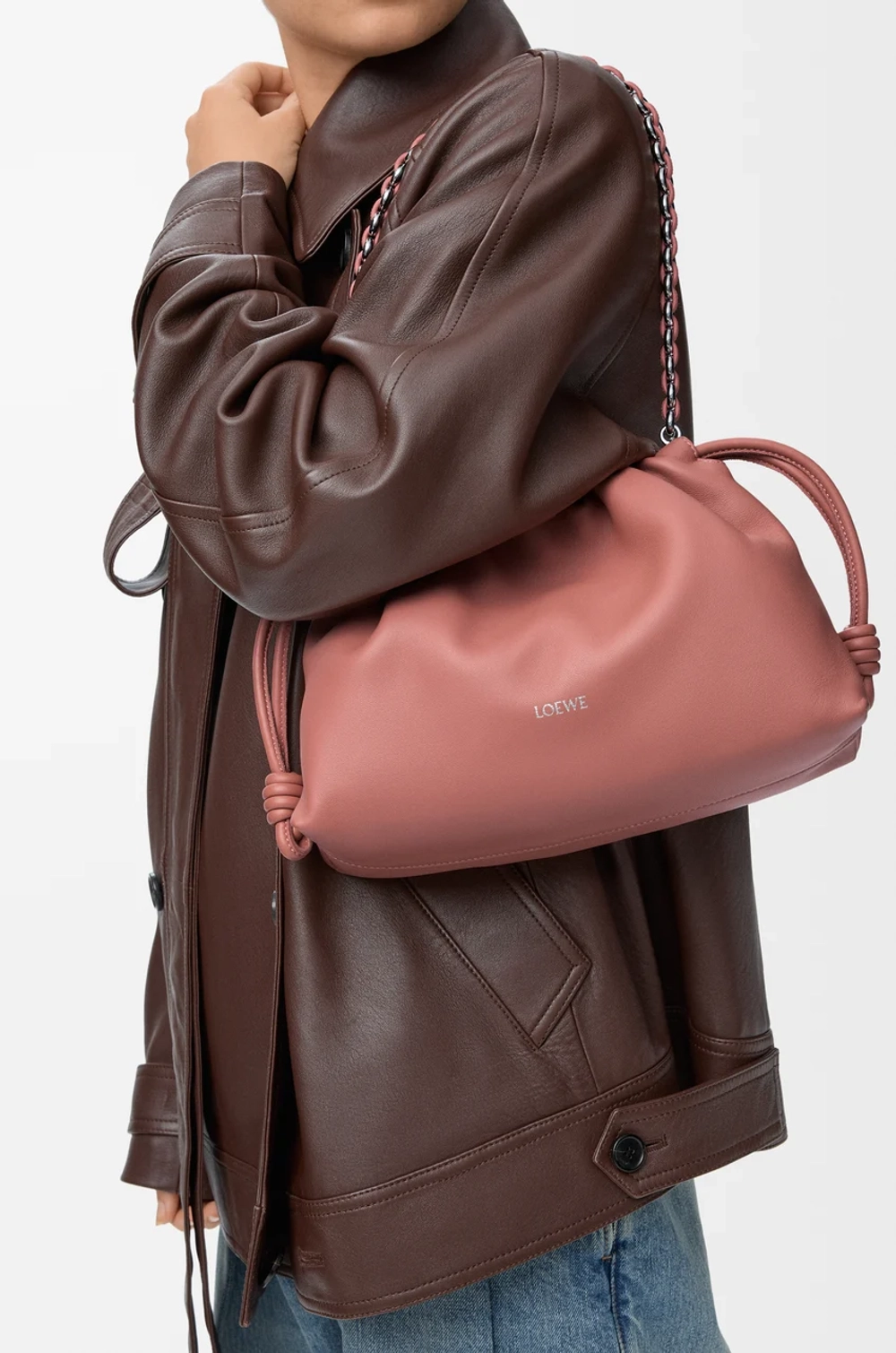 Loewe Сумка Flamenco среднего размера из мягкой кожи ягненка наппа, красноватый