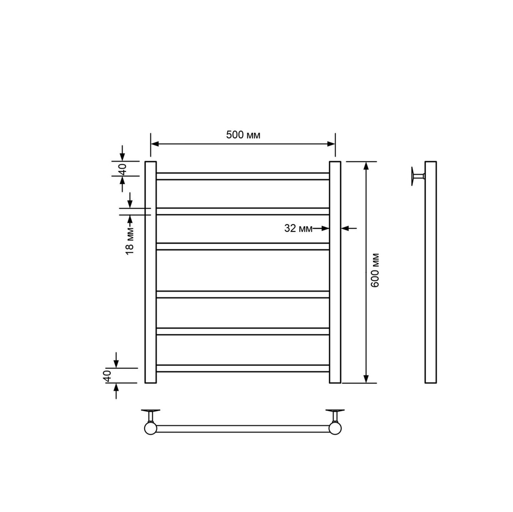 Полотенцесушитель водяной Comfysan Luce W-6 60/50, черный, шт