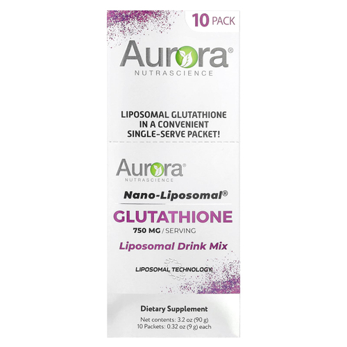 Aurora Nutrascience, Nano-Liposomal®, глутатион, смесь для липосомальных напитков, 10 пакетиков по 9 г (0,32 унции)