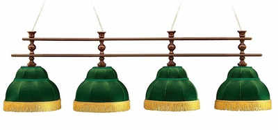 Лампа Барон-Люкс 4пл. ясень (№4,бархат зеленый,бахрома желтая,фурнитура золото)