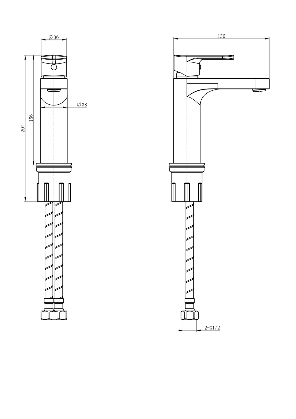 Смеситель для раковины WONZON & WOGHAND, Хром (WW-H1032-CR)