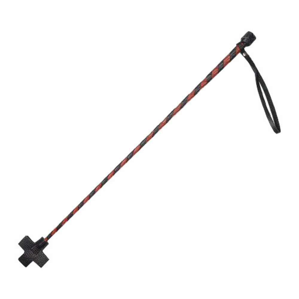 Красно-черный кожаный стек 70см с крестообразным наконечником Sitabella BDSM Accessories 4039-12