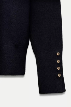 ZARA БАЗОВЫЙ ОДНОТОННЫЙ ДЖЕМПЕР, МОРСКОЙ СИНИЙ