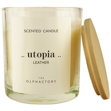 Свеча ароматическая the olphactory, utopia, leather, 40 ч