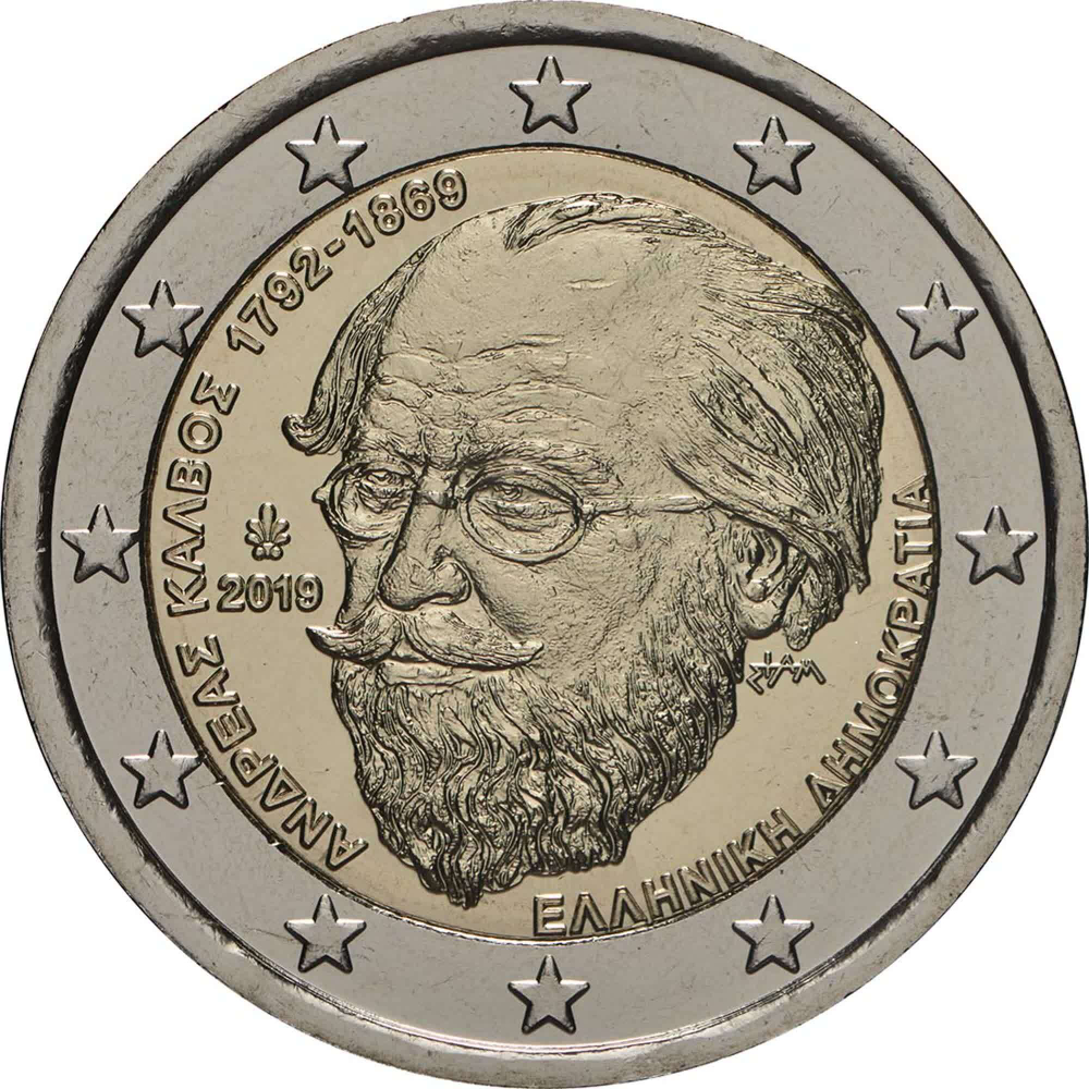 ГРЕЦИЯ, 2019, 2 ЕВРО [БИМЕТАЛЛ] [UNC]