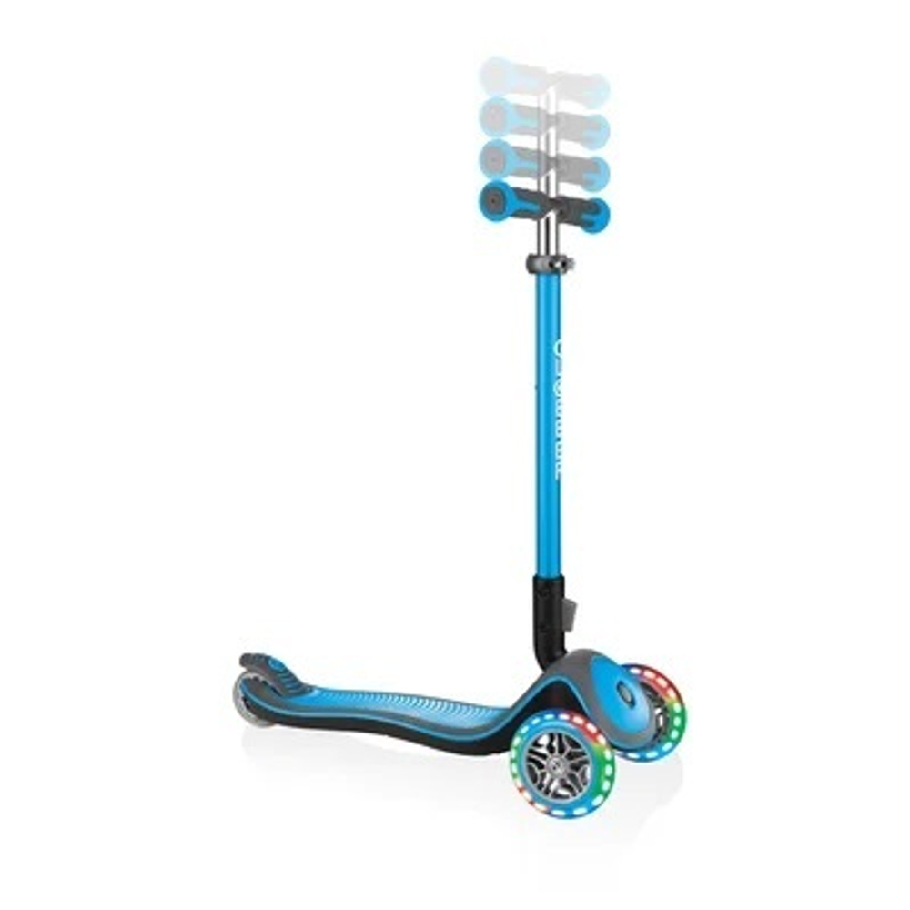 Самокат Globber Elite Deluxe Lights голубой