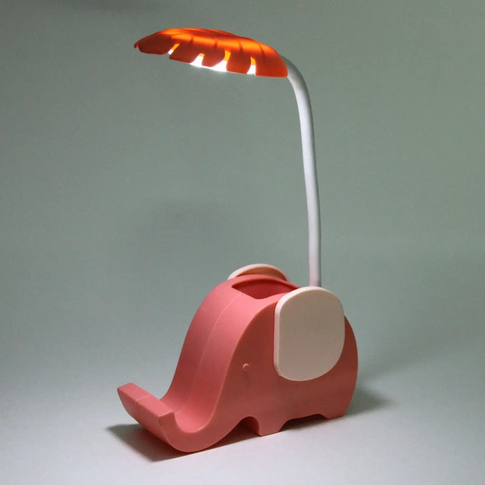 Настольная лампа «Sweet - Слоненок» 13*7*12.5 см LED с подстаканником, USB 0.6-3W, Розовый