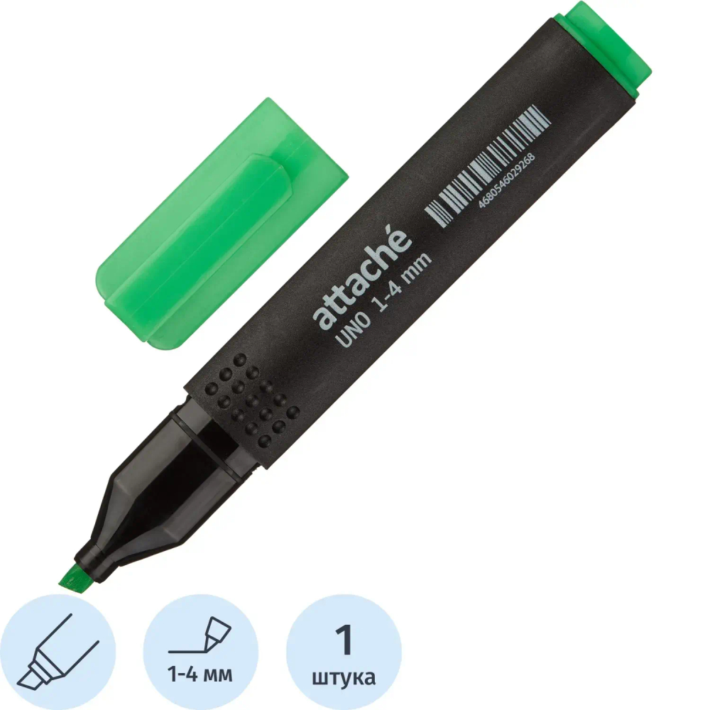 Маркер текстовыделитель Attache Economy Uno 1-4мм зеленый