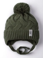 Шапка вязаная демисезонная на завязках для детей