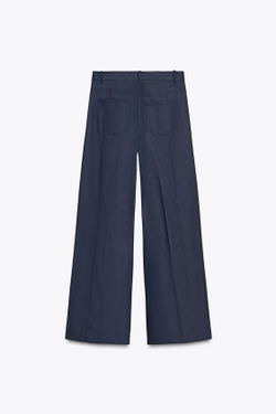 ZARA ШИРОКИЕ БРЮКИ ZW COLLECTION, ЧЕРНИЛЬНО-СИНИЙ