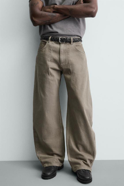 ZARA ДЖИНСЫ BALLOON FIT НА МОЛНИИ, РЫЖЕВАТО-КОРИЧНЕВЫЙ