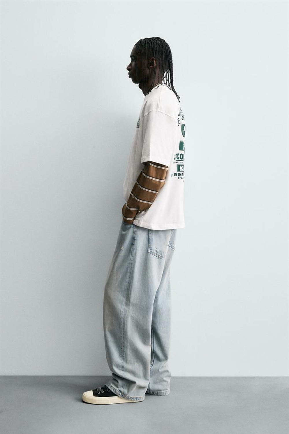 ZARA ФУТБОЛКА С ПРИНТОМ И НАДПИСЯМИ, БЕЛЫЙ