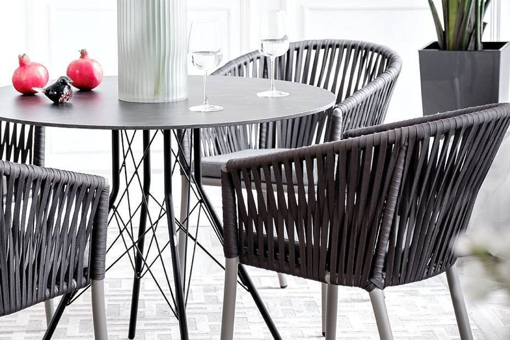 "Конте" интерьерный стол из HPL круглый Ø90см, цвет "серый гранит"