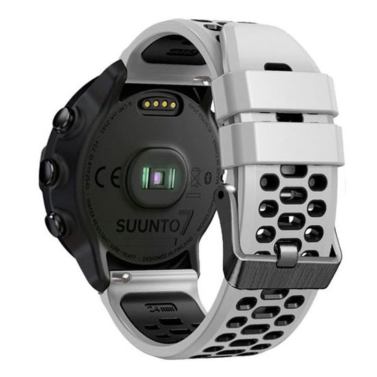 Ремешок двухцветный дышащий 24 мм для Suunto 9 Baro, Suunto 7, Suunto Spartan Sport силиконовый (Белый/черный)