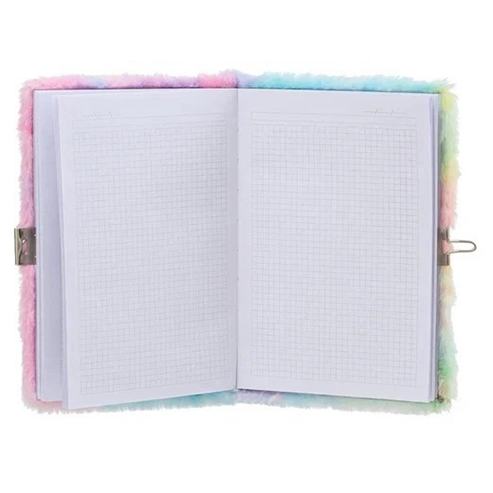 Блокнот детский Basir на замке, формат А5, серия "Единорог", меховая обложка, 88 листов, размер 21*15 см