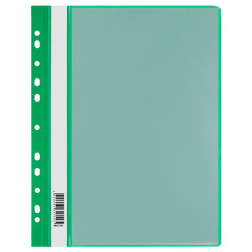 Папка-скоросшиватель с 10 вкладышами СТАММ с перфорацией, А4, 160мкм, пластик, зеленая