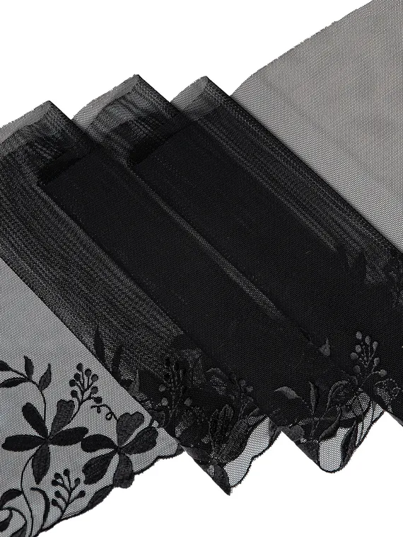 05-113 ОПТ Вышивка на неэл. сетке 22 см, черный (правая)