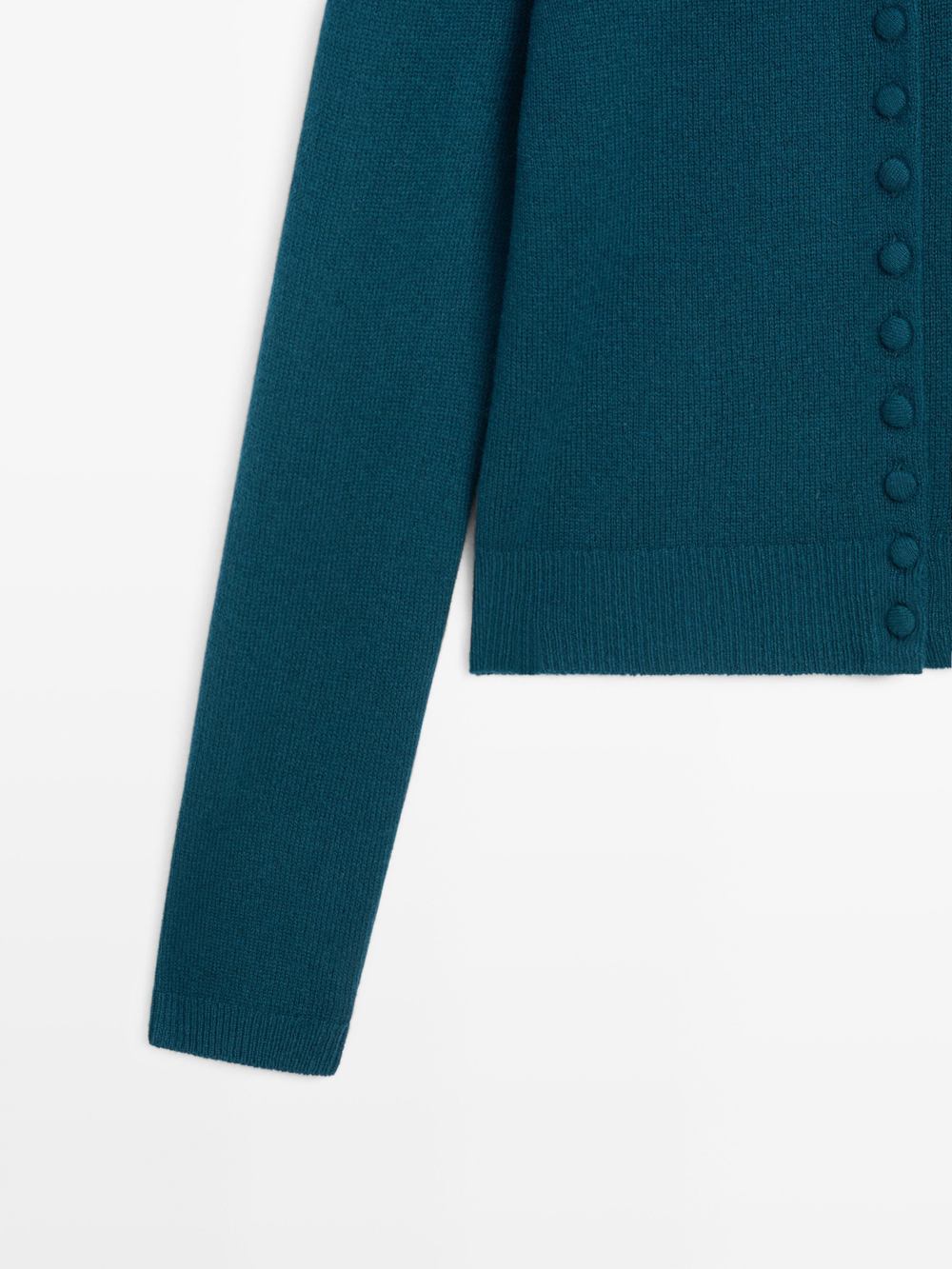 Massimo Dutti Трикотажный кардиган из 100% шерсти с обтяжными пуговицами, синий