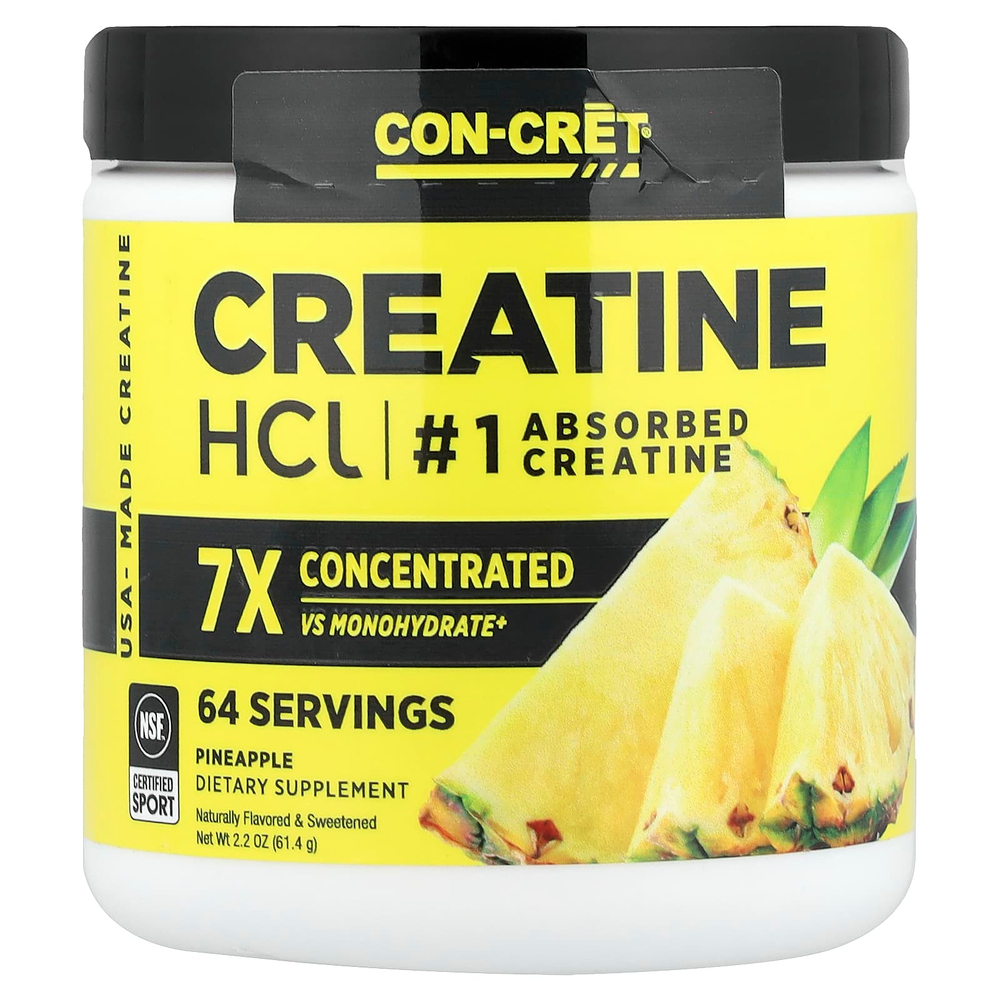Con-Cret, гидрохлорид креатина, со вкусом ананаса, 61,4 г (2,2 унции)