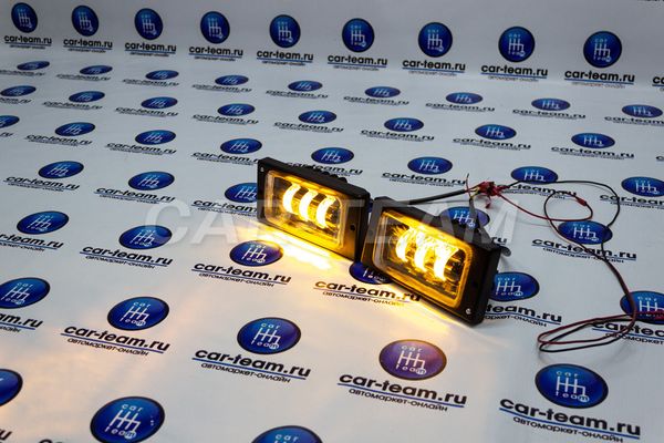 Противотуманные фары (ПТФ) "Fog Lamp" линзованные 5 диодов LED 50W ВАЗ 2113-14-15, 2110-12, два режима (ZF-5281-2ED)