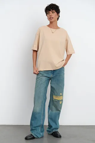 Футболка свободная ванильного цвета