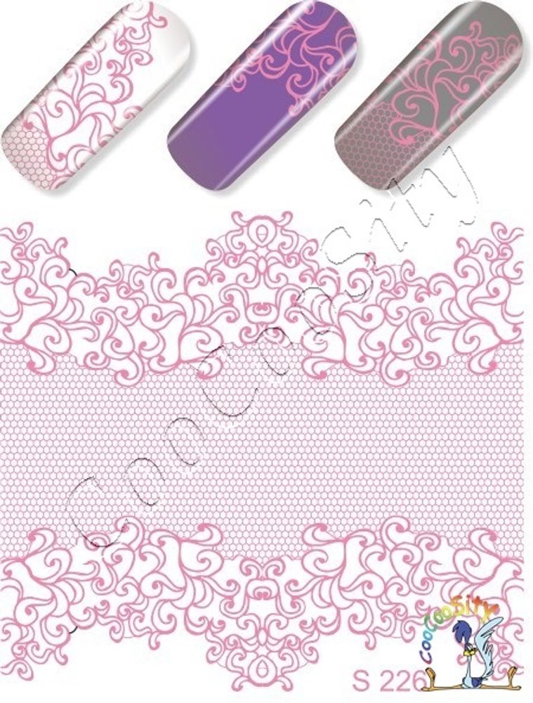 Слайдер-дизайн для ногтей S 226 розовый