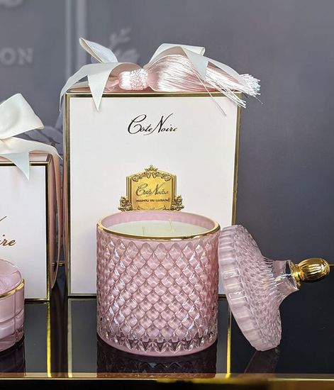 Розовое шампанское, большая розовая свеча Арт-деко с кисточкой, Cote Noire