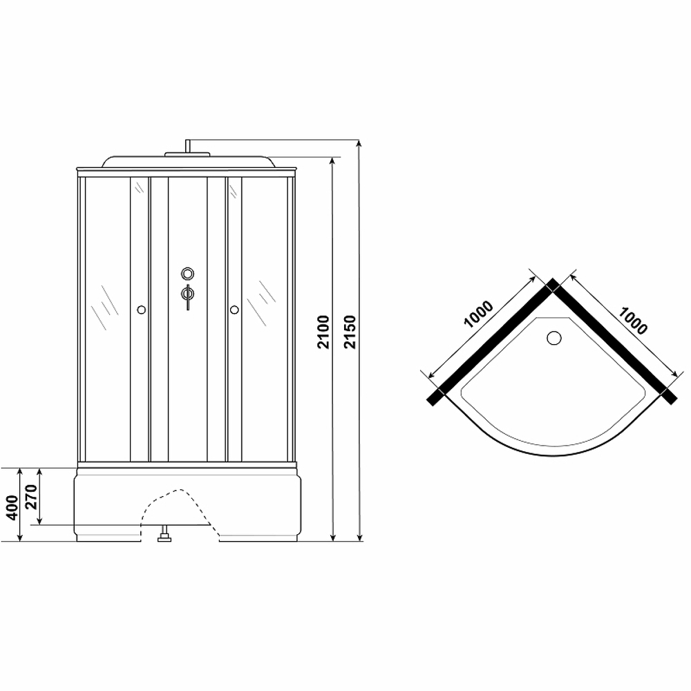 Душевая кабина Niagara Eco 100x100 E100/40/MT без гидромассажа