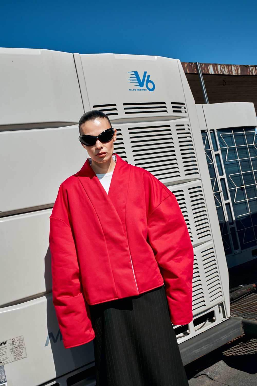 Куртка двустороняя TULUP white/red (джинса)