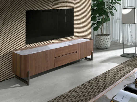 Тумба под ТВ 3250/437-F из ореха со столешницей из керамики