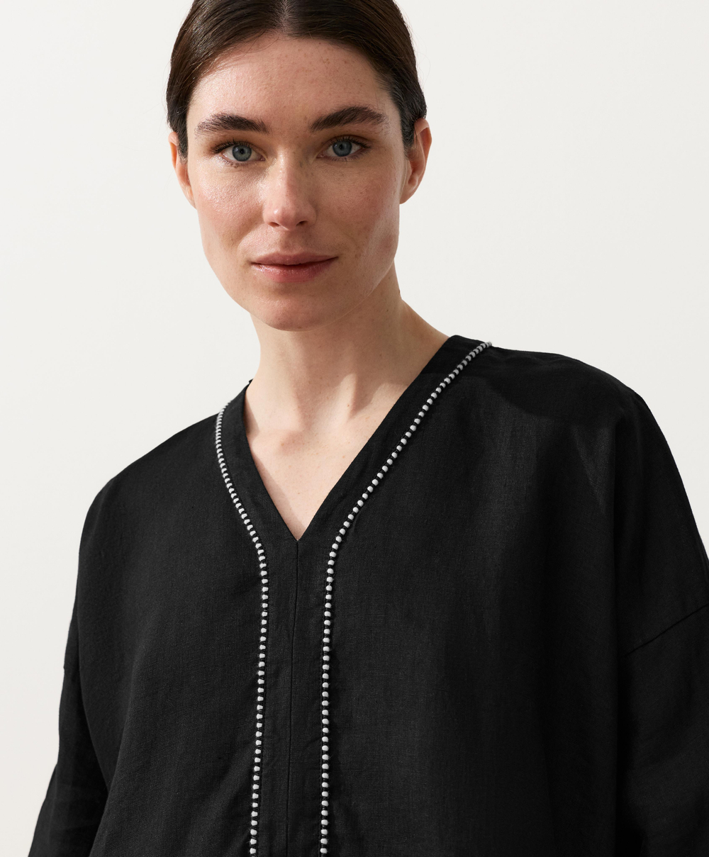 Oysho Рубашка из 100% льна, черный