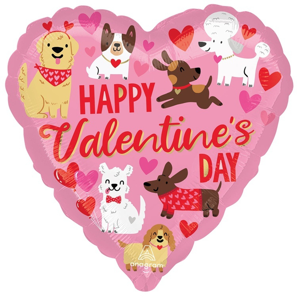 Сердце "Happy Valentines Day" собачки