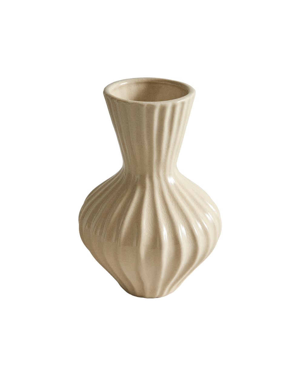 Zara Home Ваза из керамики, цвет кремовый, 16 см