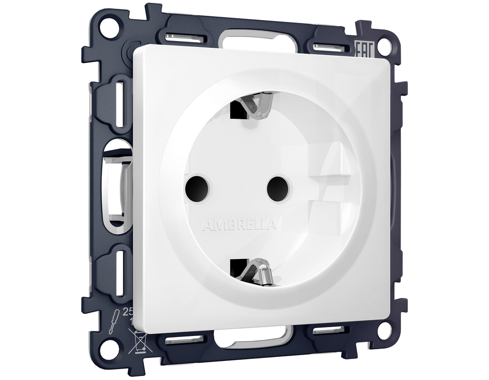 MA107010 Комплект механизма электрической розетки ALFA Белый глянец с/з с шторками QUANT (AP1070, VM141)