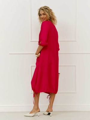 Платье БОХО с карманами, красный