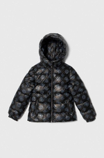 Куртка демисезонная с капюшоном GUESS Черный/Серо-голубой принт (Девочка)