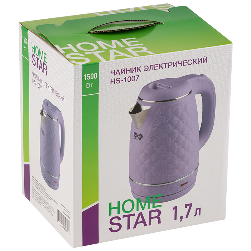 Чайник электрический 1,7л Homestar HS-1007 двойной корпус, лиловый