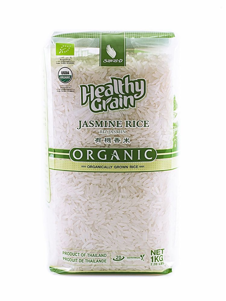 Рис Жасминовый белый органический белый Sawat-D Healthy Grain Organic Jasmine Rice (вакуумная упаковка) 1 кг