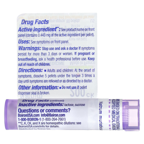 Boiron, Natrum muriaticum, 200CK, для облегчения аллергии, прибл. 80 гранул